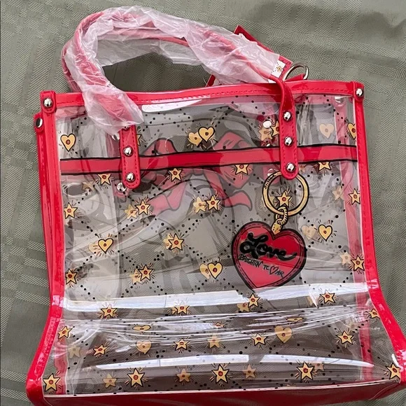 Brighton Red and Gold Heart-Pattern Tote - Picture 2 of 10